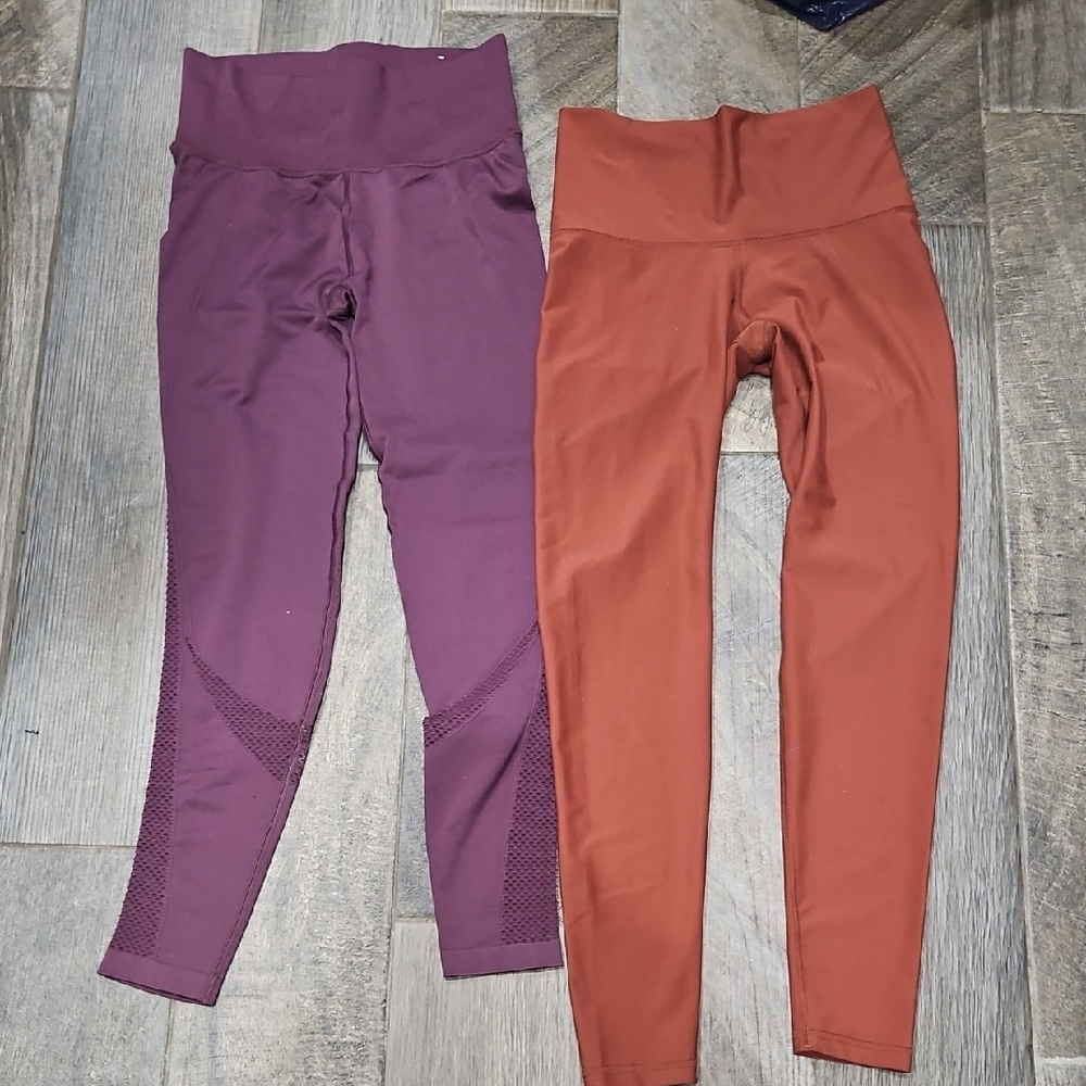 Old Navy Purple and Rust High-Waisted Leggings - Size Med